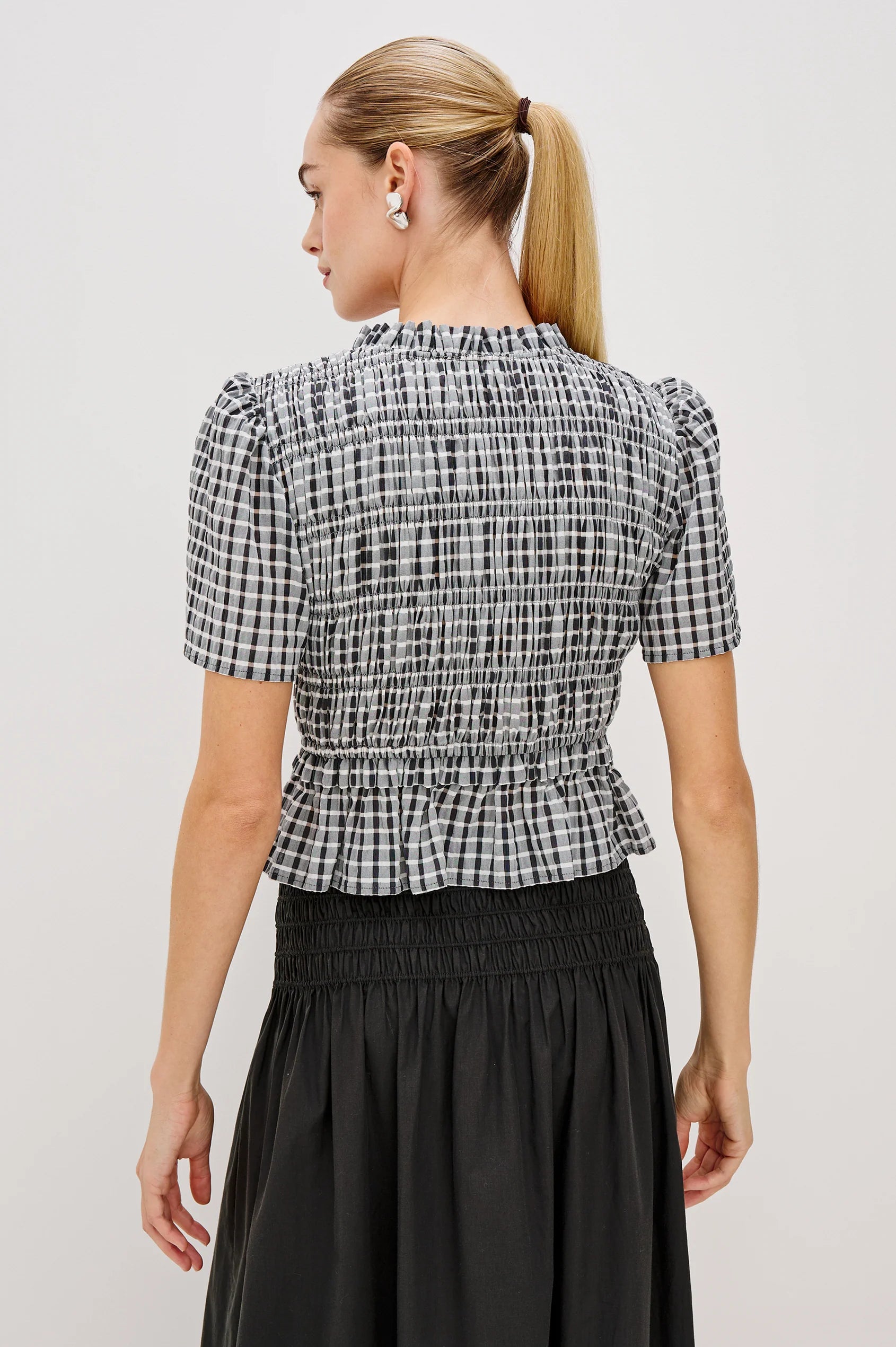 PORTIA TOP - ASH SEERSUCKER