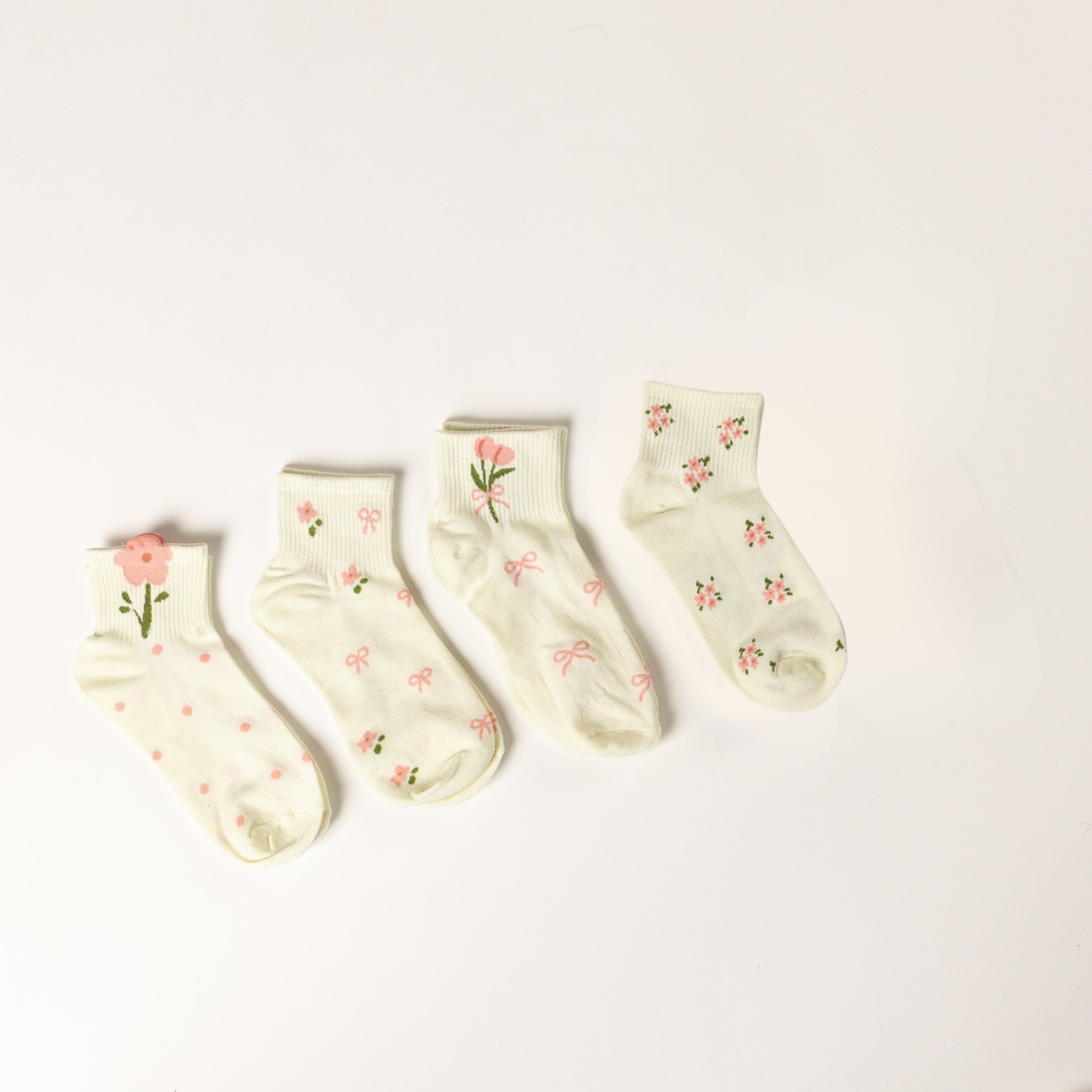 FLORAL & BOW SOCK SET (4 PACK)