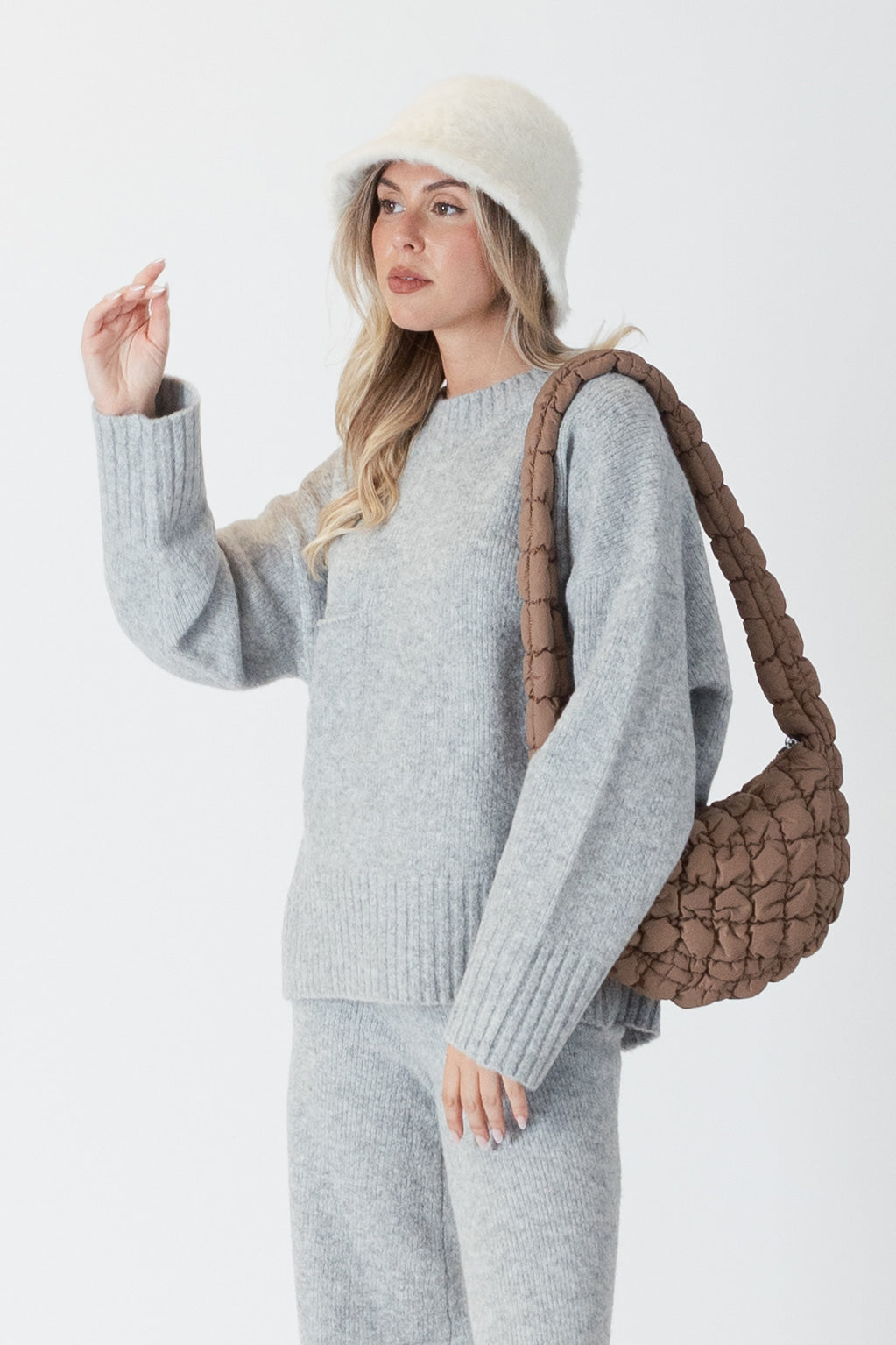 SMALL QUILT BAG - BROWN
