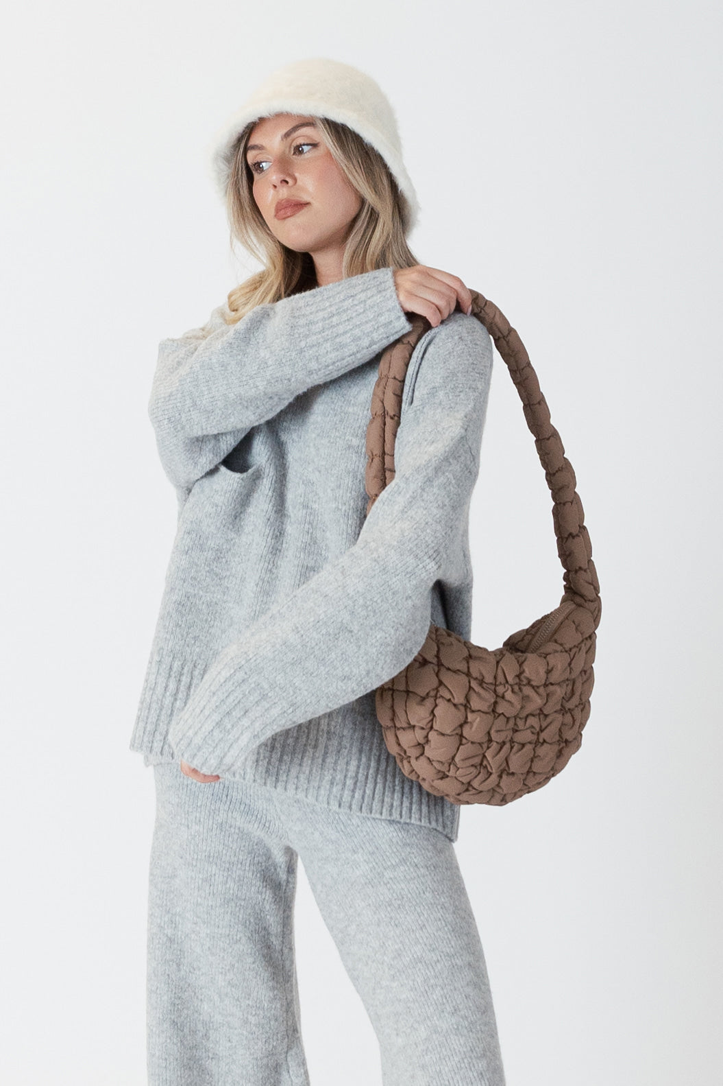 SMALL QUILT BAG - BROWN