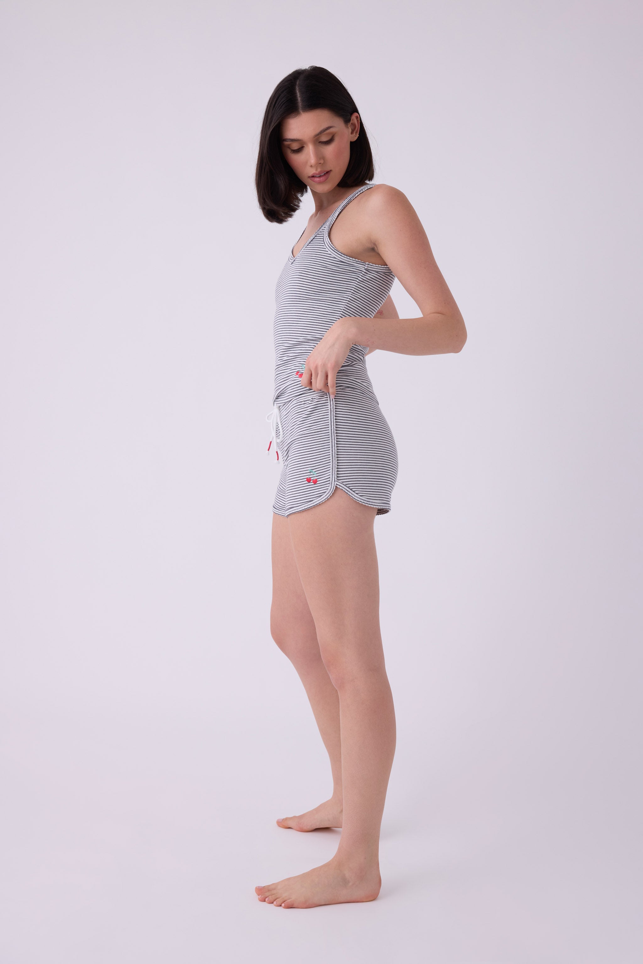 LIFE IS SWEET SHORT PJ SET - CHARCOAL