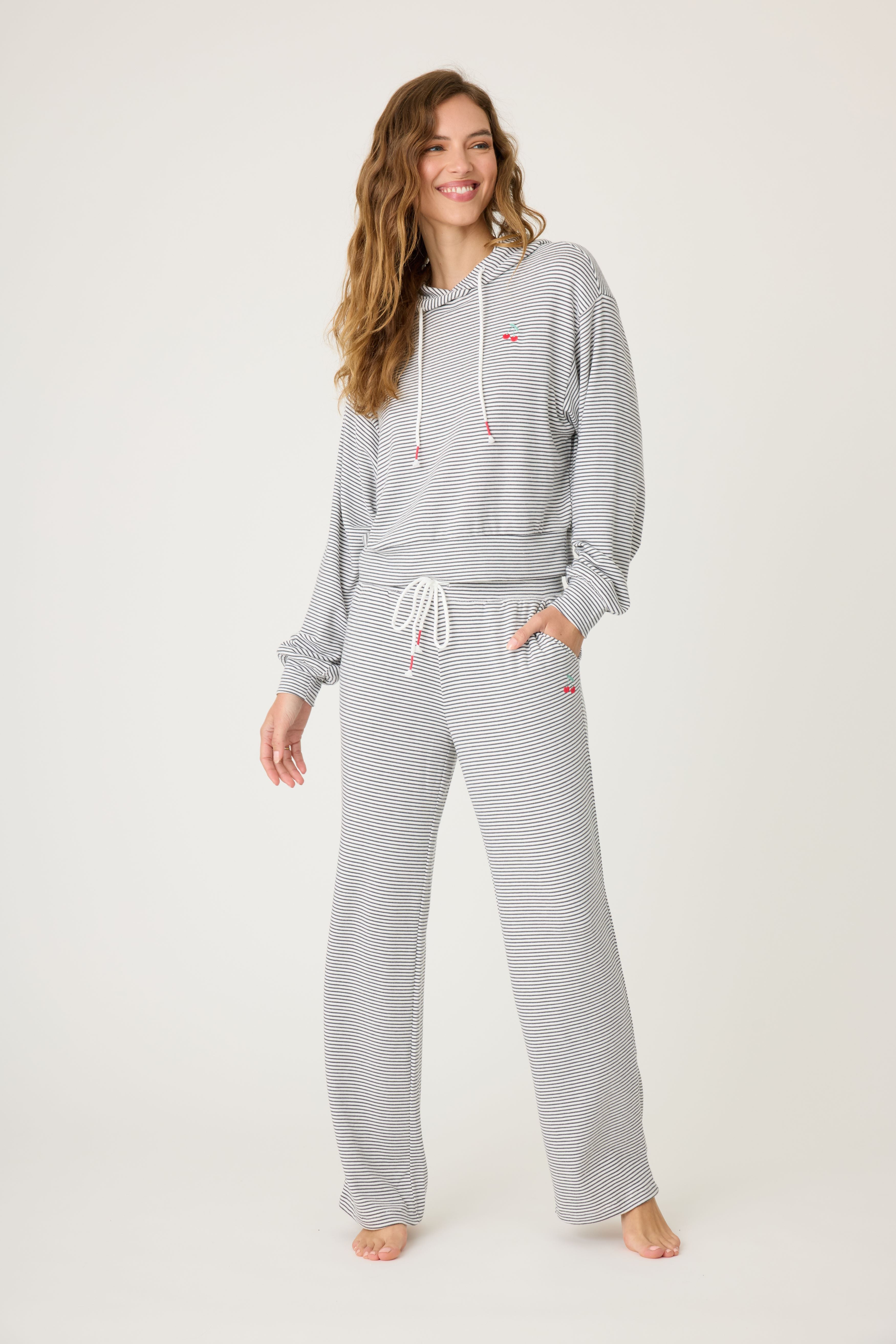 LIFE IS SWEET LONG PJ SET - CHARCOAL