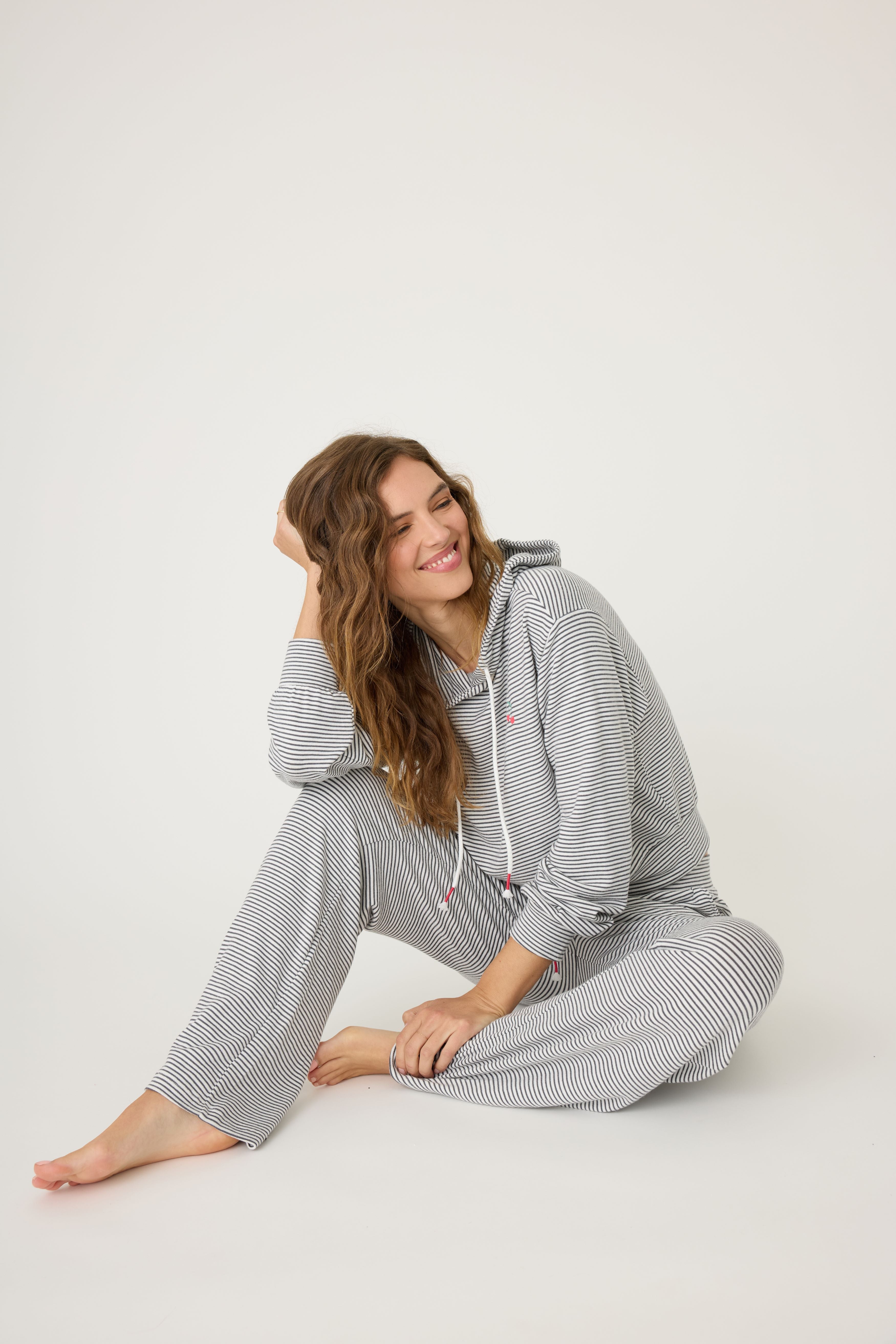 LIFE IS SWEET LONG PJ SET - CHARCOAL
