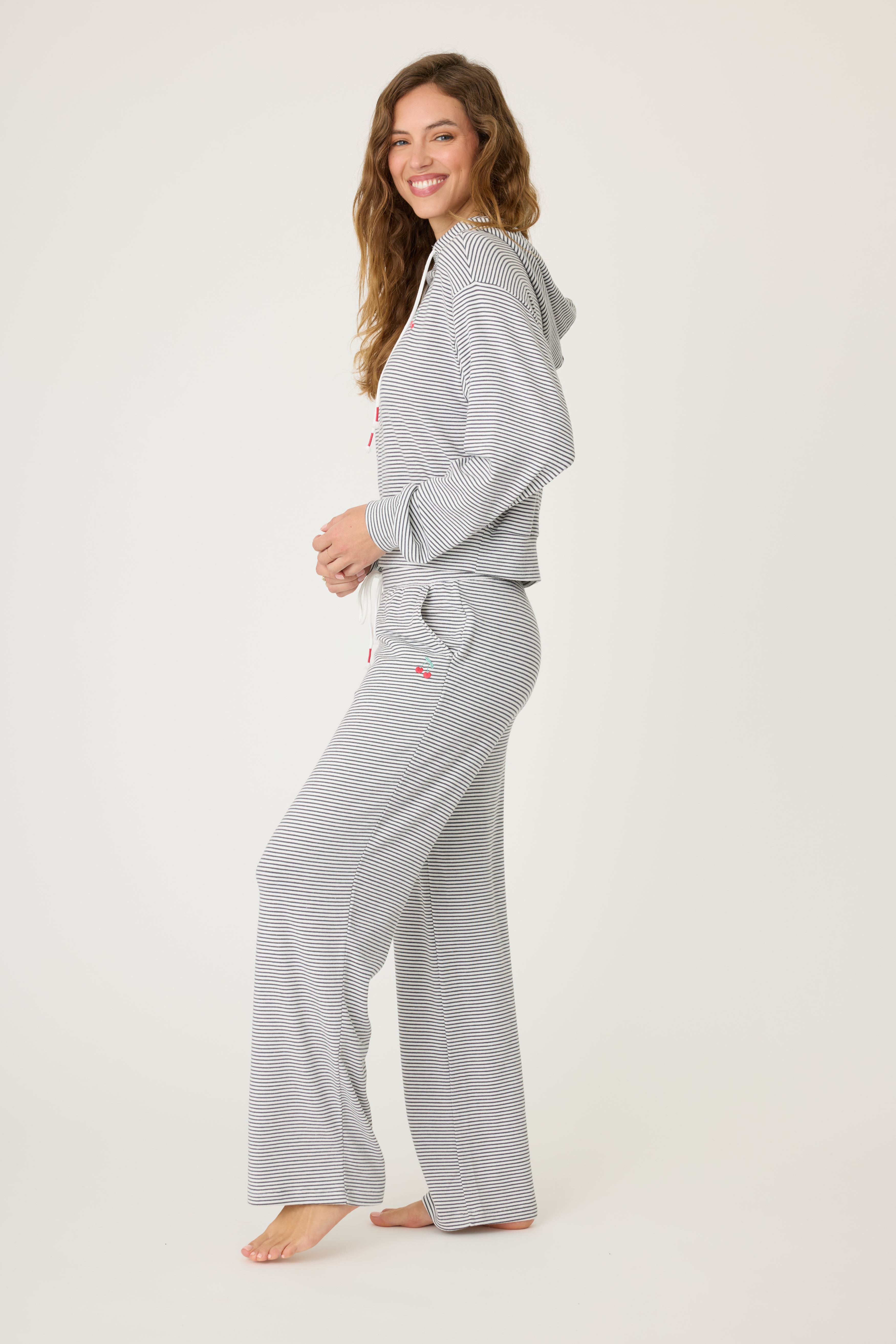 LIFE IS SWEET LONG PJ SET - CHARCOAL