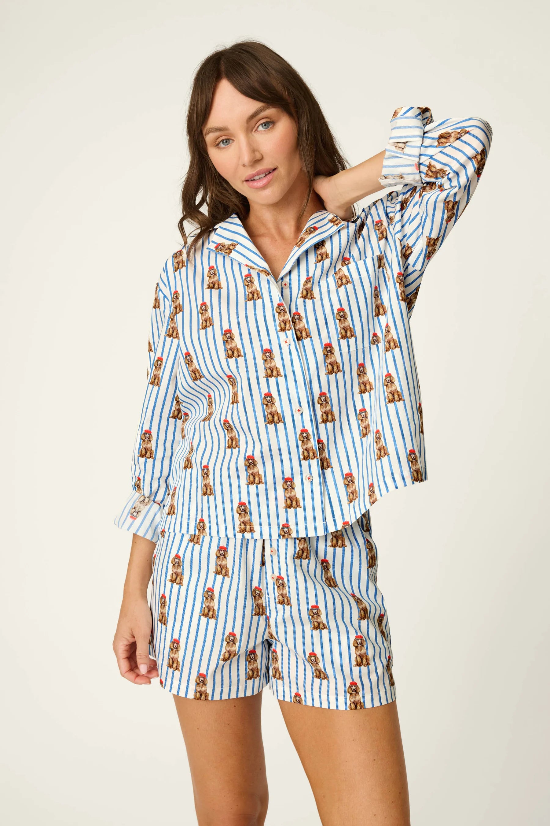 AFTERPARTY STRIPE & POODLE PJ SET