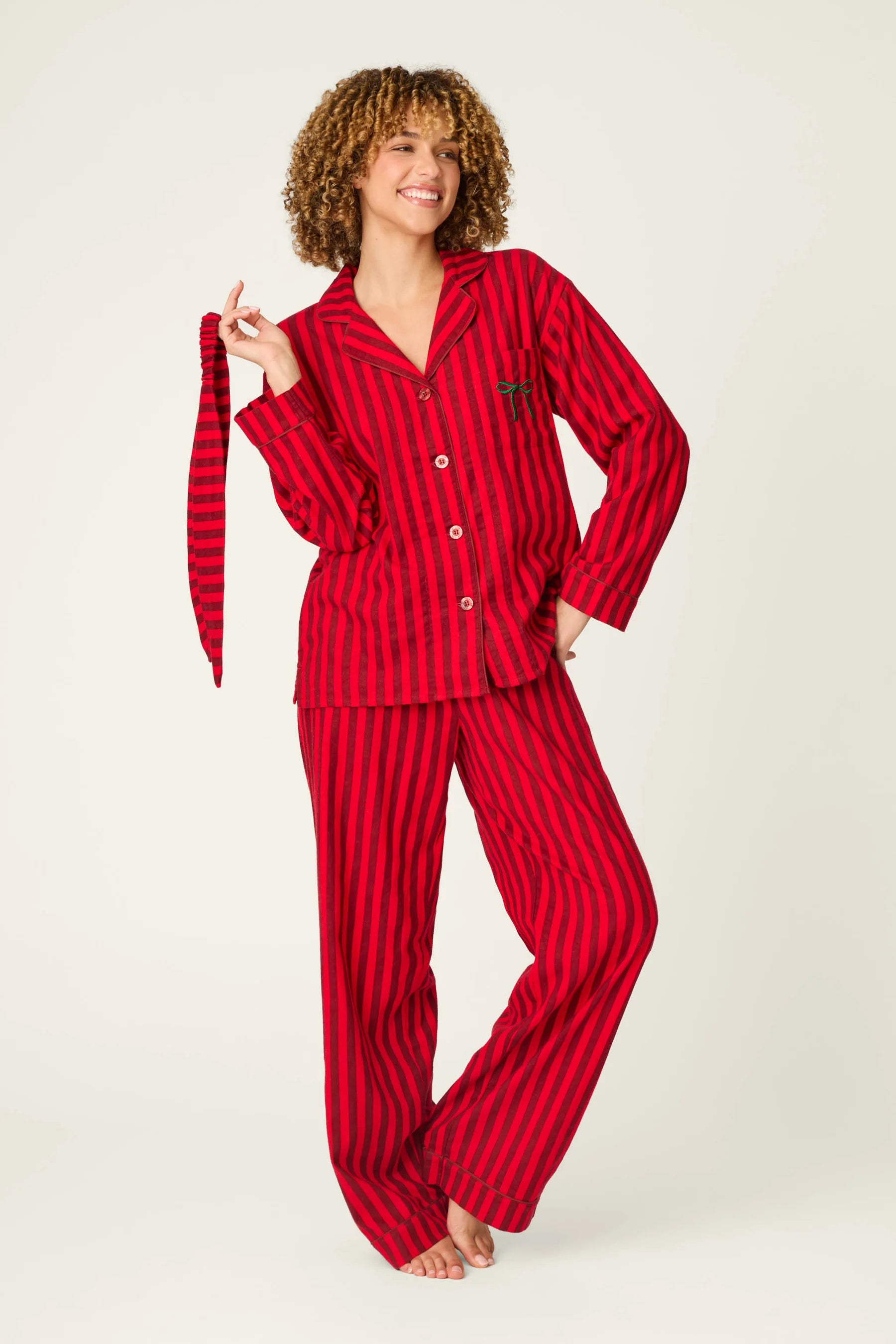 HOLIDAY BOW STRIPED PJ SET