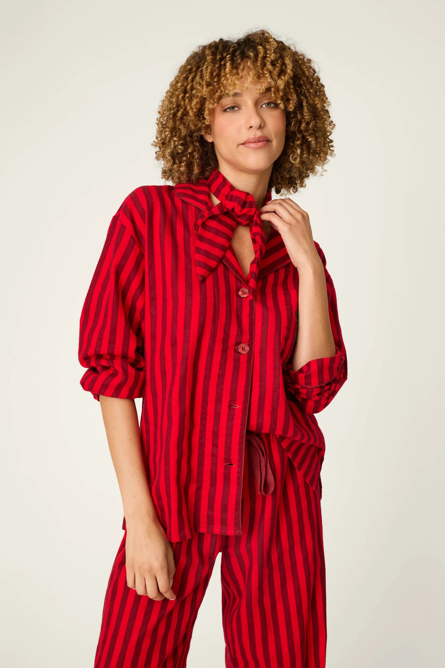 HOLIDAY BOW STRIPED PJ SET