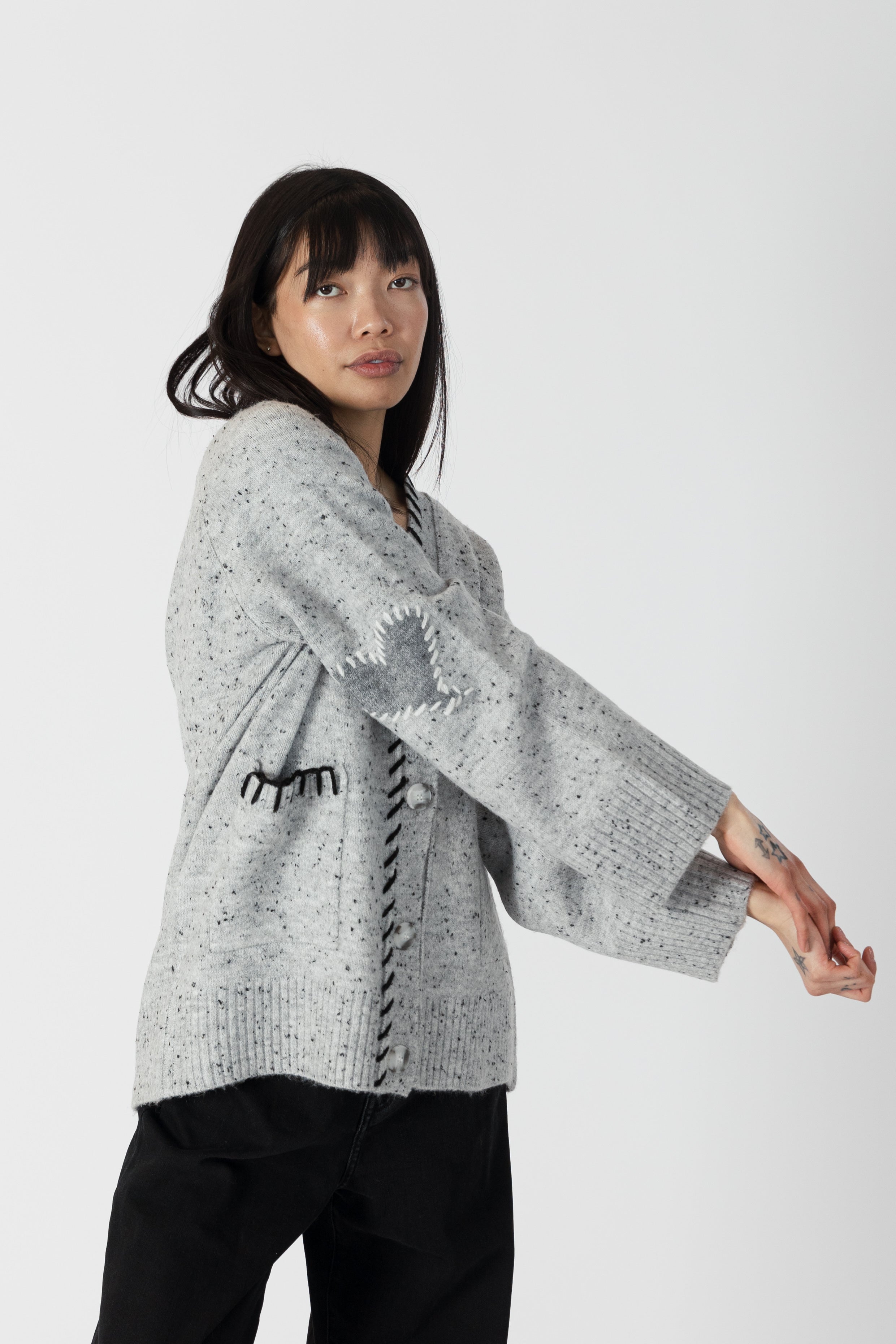 SHYLA CARDIGAN WITH HEART ELBOW PATCH