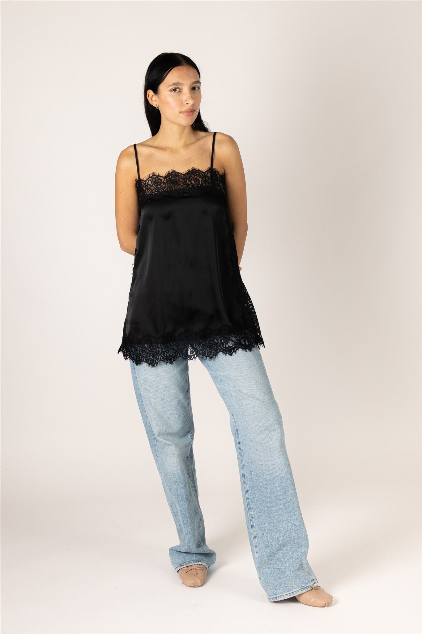 LACE CAMI TOP - BLACK