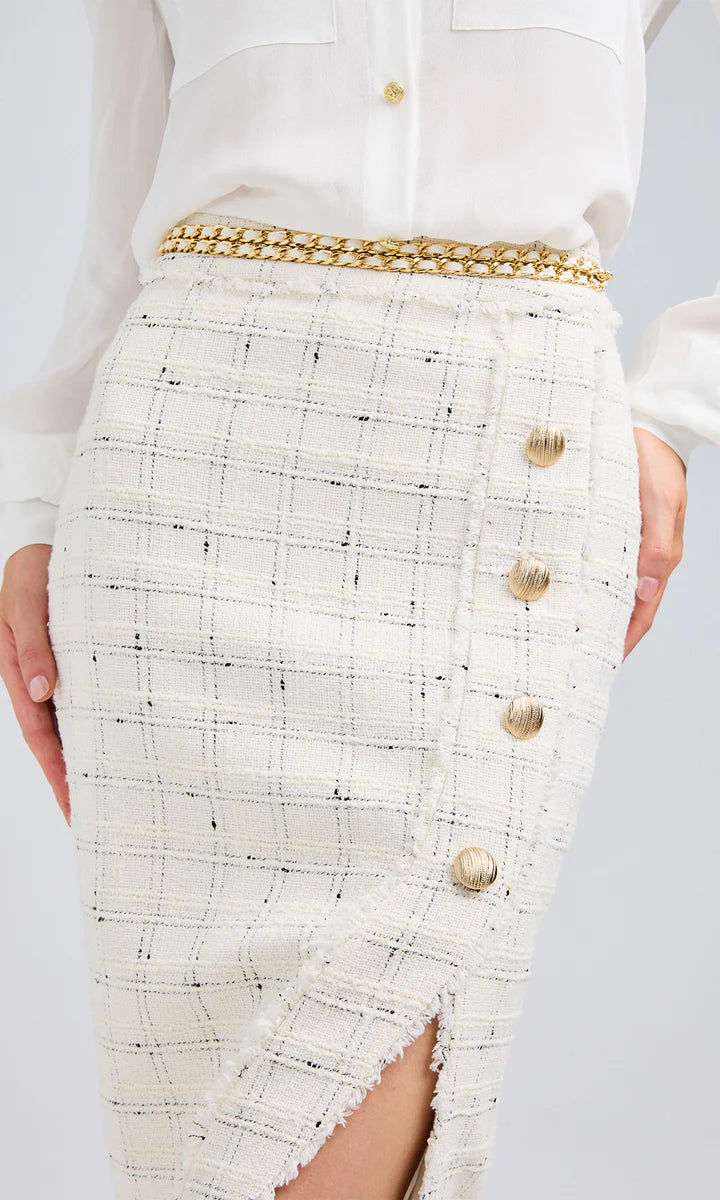 ARCADIA WINDOWPANE TWEED SKIRT