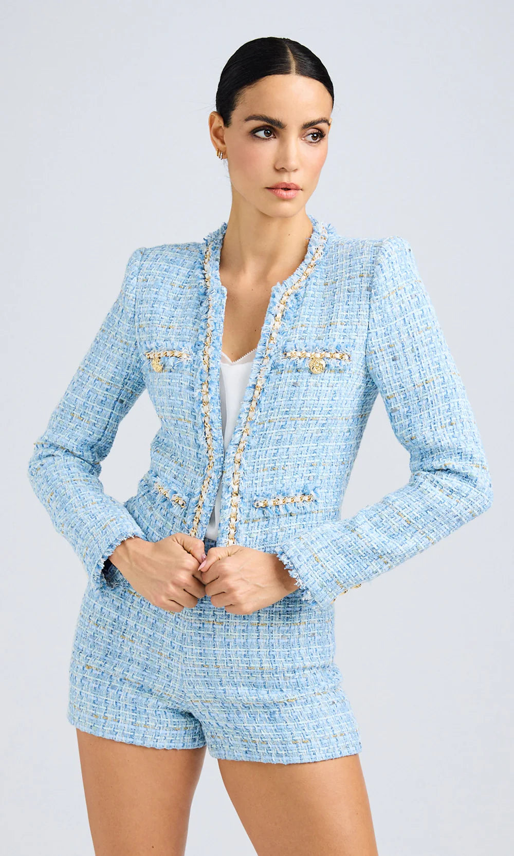 BETSY TWEED BLAZER - SKY BLUE