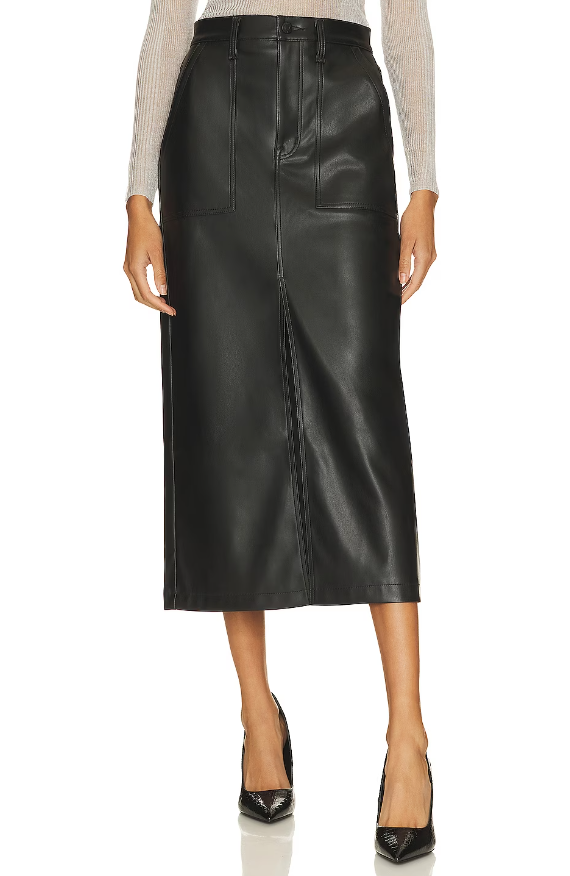 ALICE HIGH RISE MIDI SKIRT - SLATE BLACK