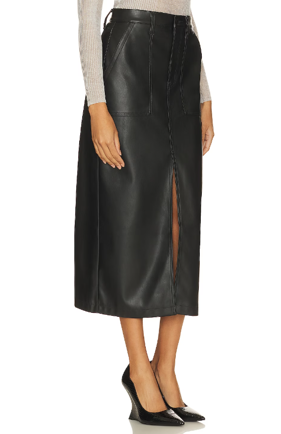 ALICE HIGH RISE MIDI SKIRT - SLATE BLACK