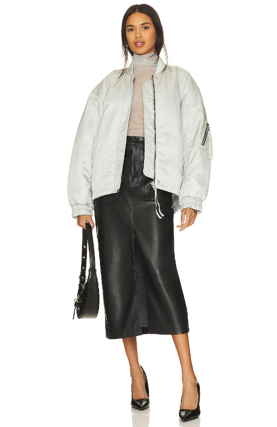 ALICE HIGH RISE MIDI SKIRT - SLATE BLACK