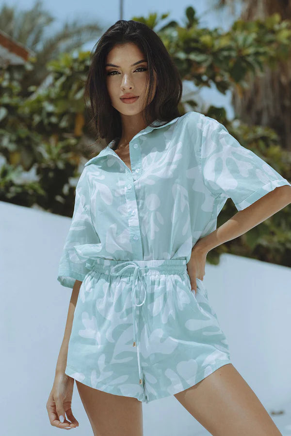 ENYA COTTON SHIRT - SAGE BOTANICA