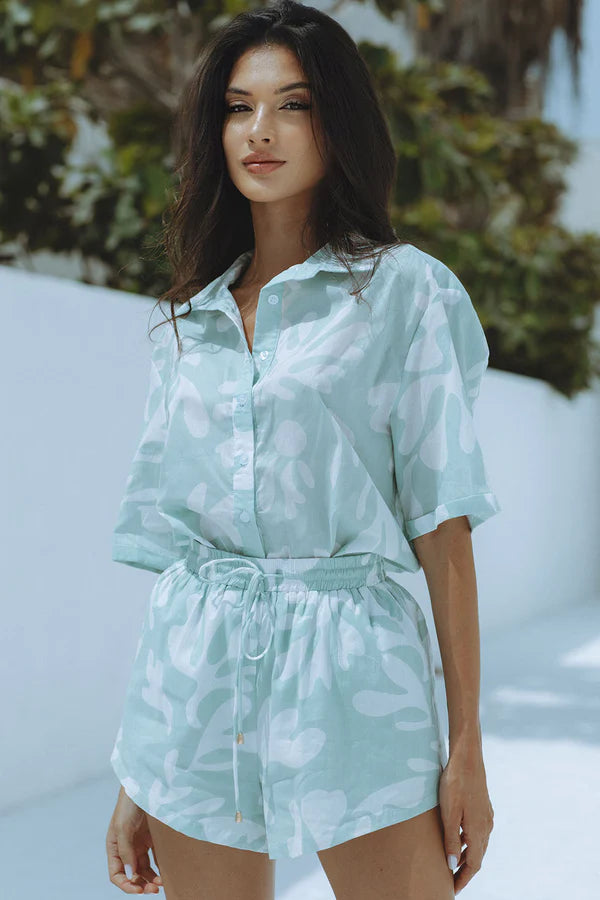 ENYA COTTON SHIRT - SAGE BOTANICA