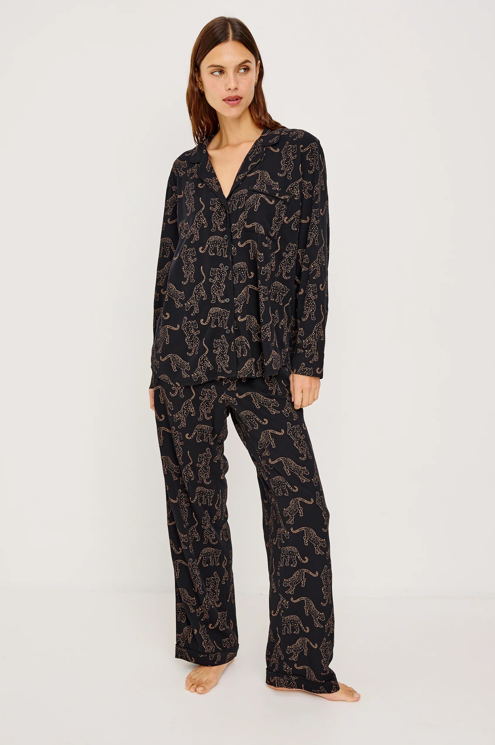 LUNA PAJAMA SET - TAN JAGUARS