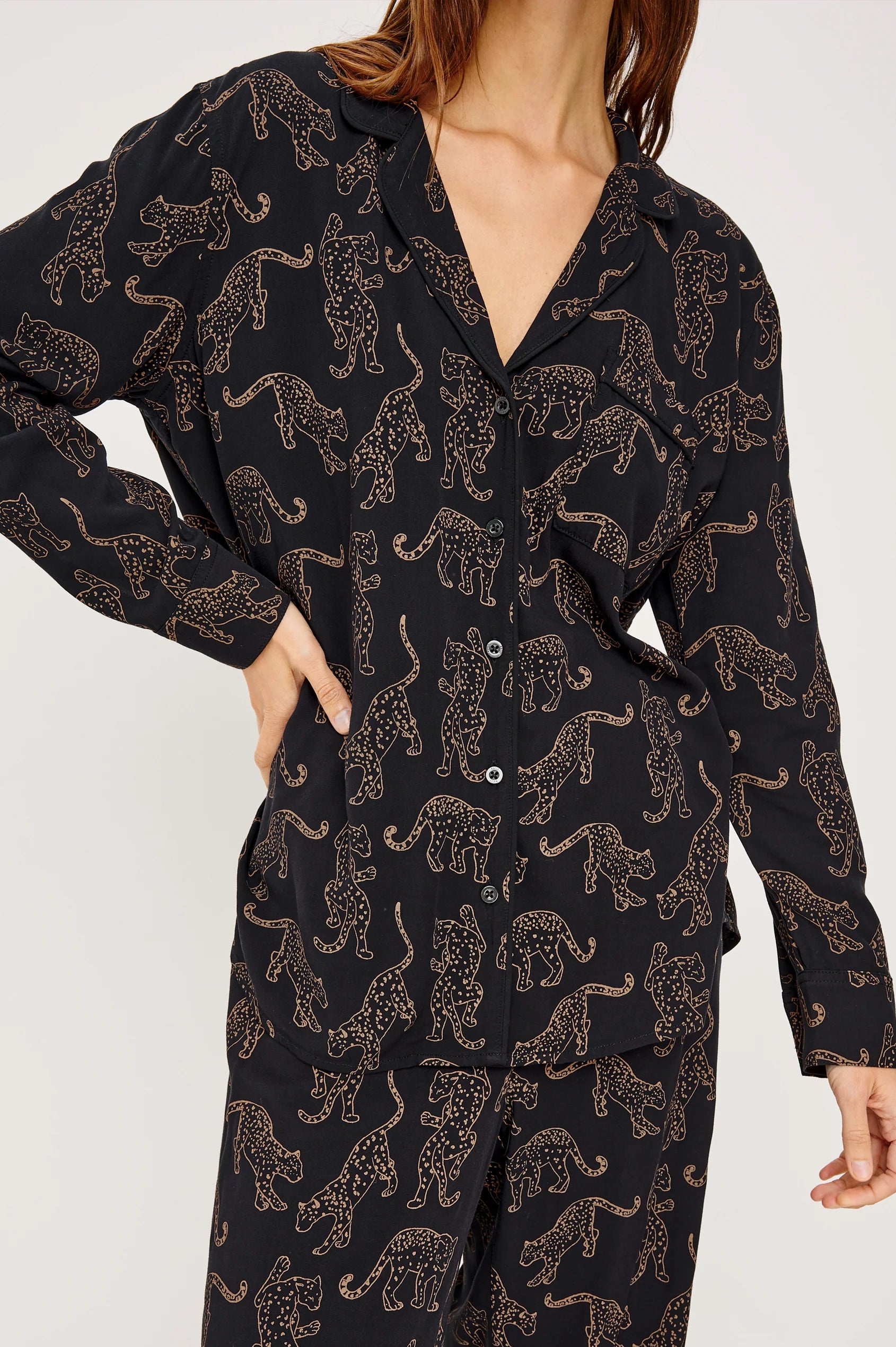 LUNA PAJAMA SET - TAN JAGUARS