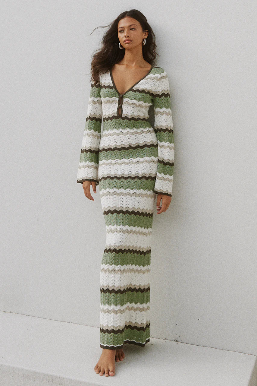 CAPRICE MAXI DRESS - GREEN COMBO
