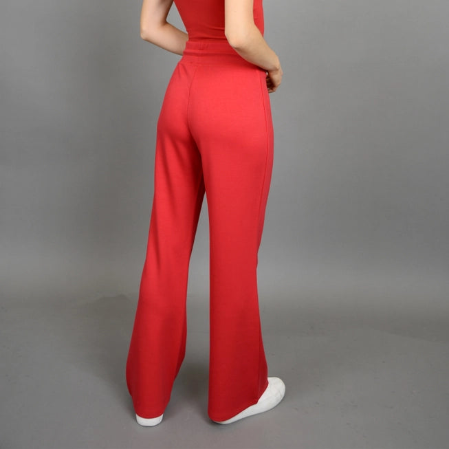 FLORINE KNIT FLARED PANT - CHERRY RED
