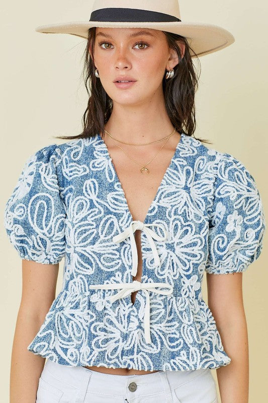 DINA EMBROIDERED CROP TOP