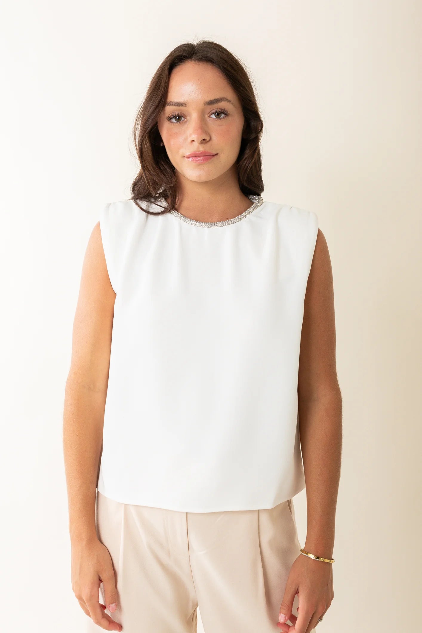 LOUXOR TOP - BLANC CASSE