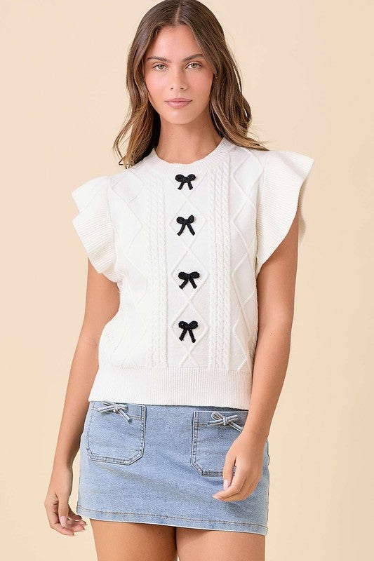 BRITT BOW KNIT TOP