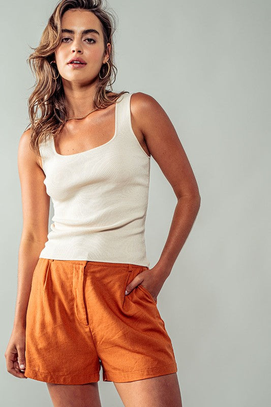 ANNA RIBBED KNIT TANK - WHITE