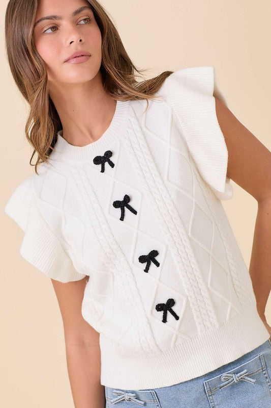 BRITT BOW KNIT TOP