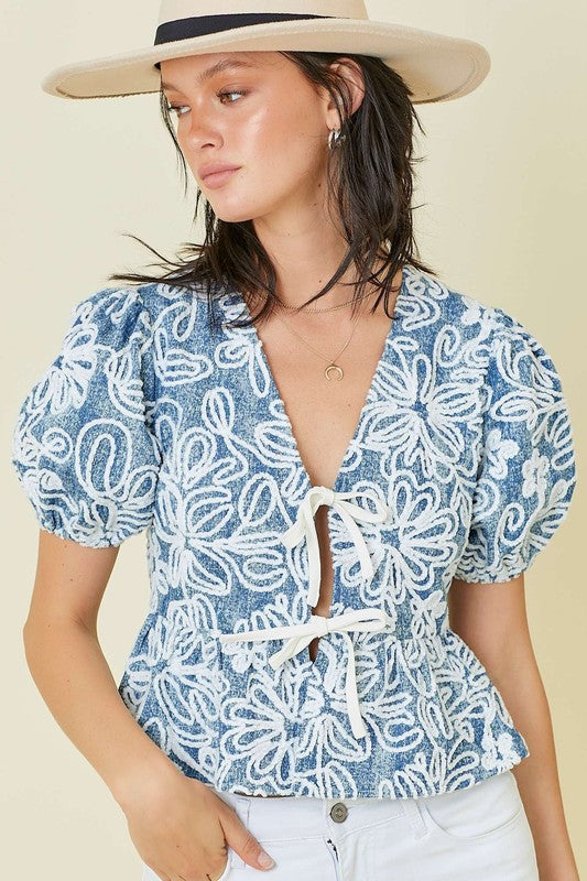 DINA EMBROIDERED CROP TOP