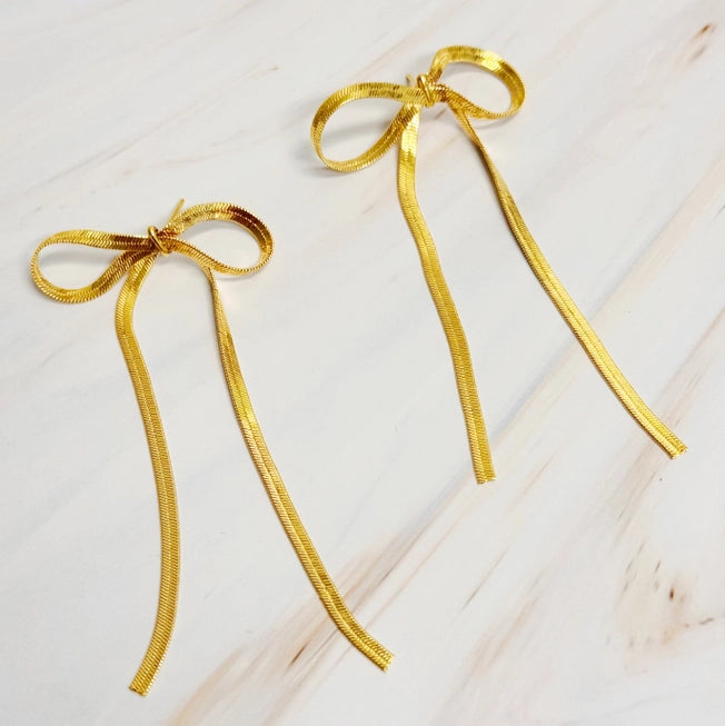LONG DROP BOW EARRINGS