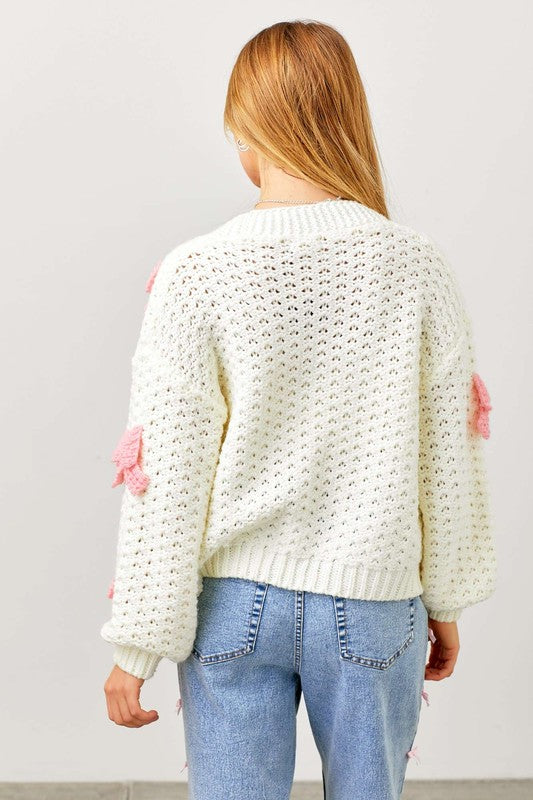 CROCHET BOW CARDIGAN