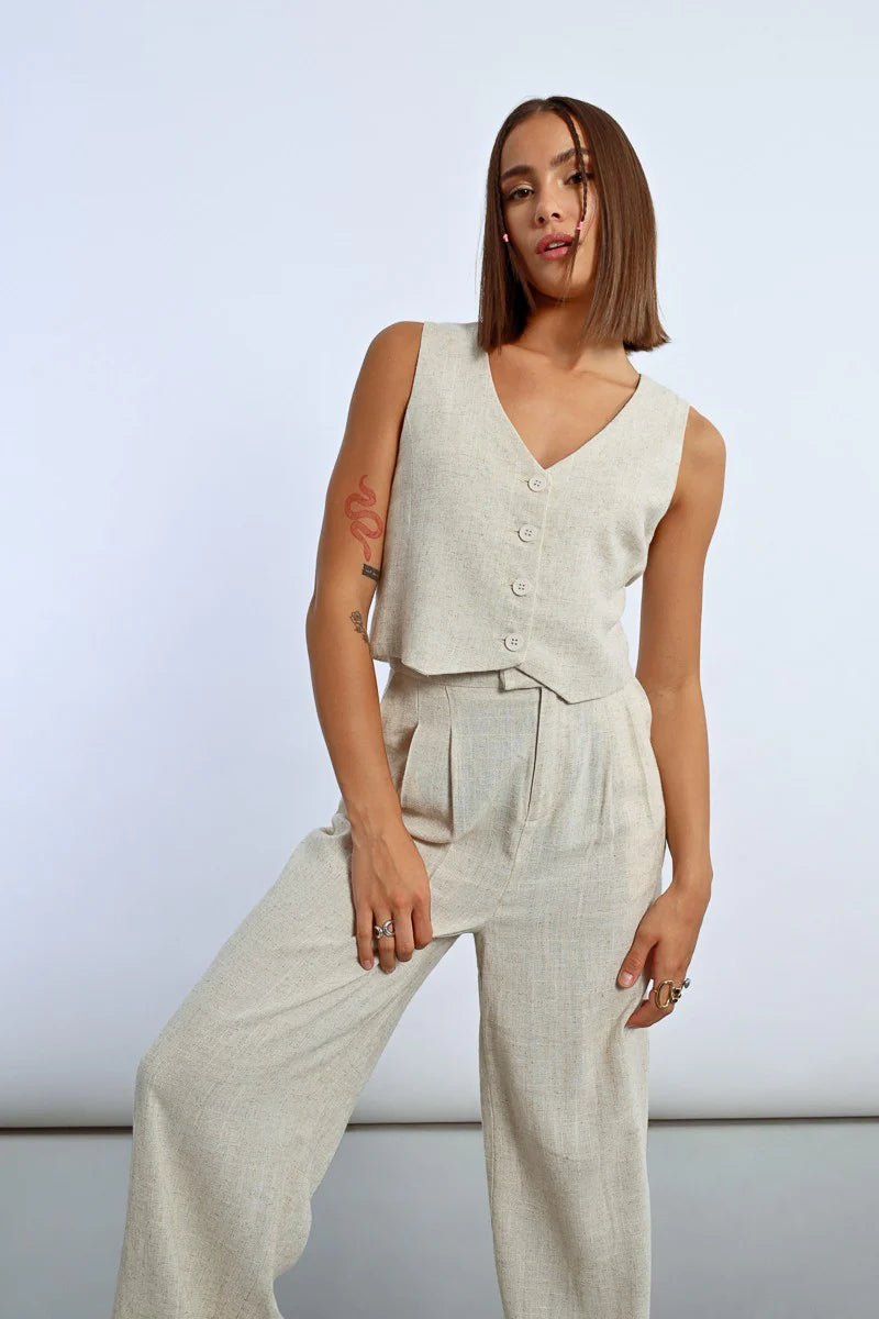 LINEN BOLERO VEST
