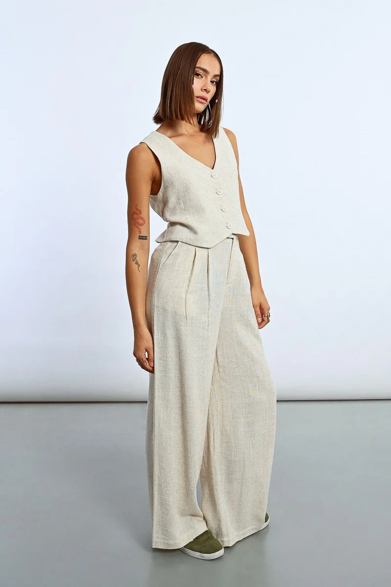 PLEATED LINEN PANTS