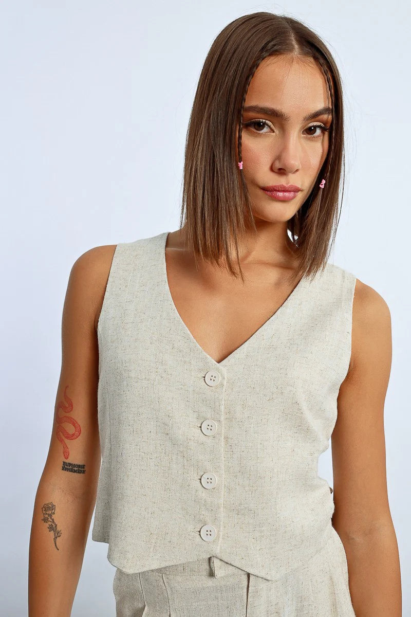 LINEN BOLERO VEST