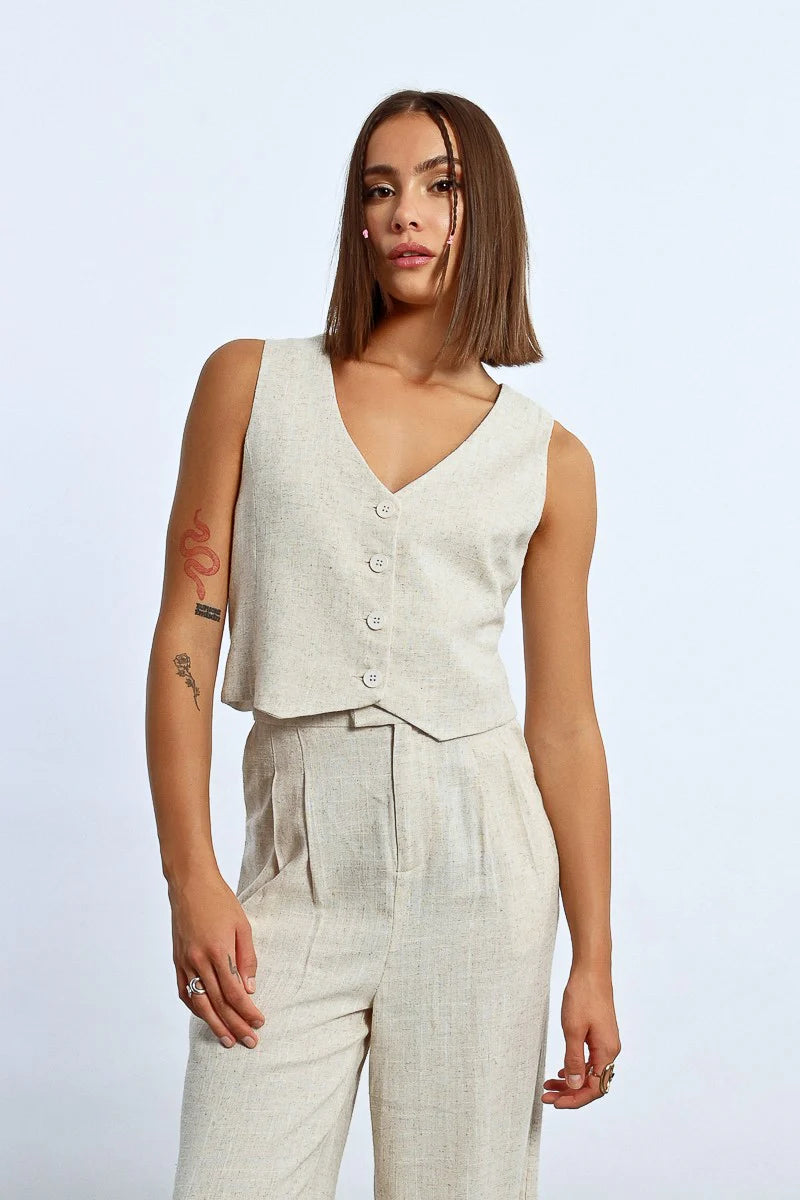 LINEN BOLERO VEST
