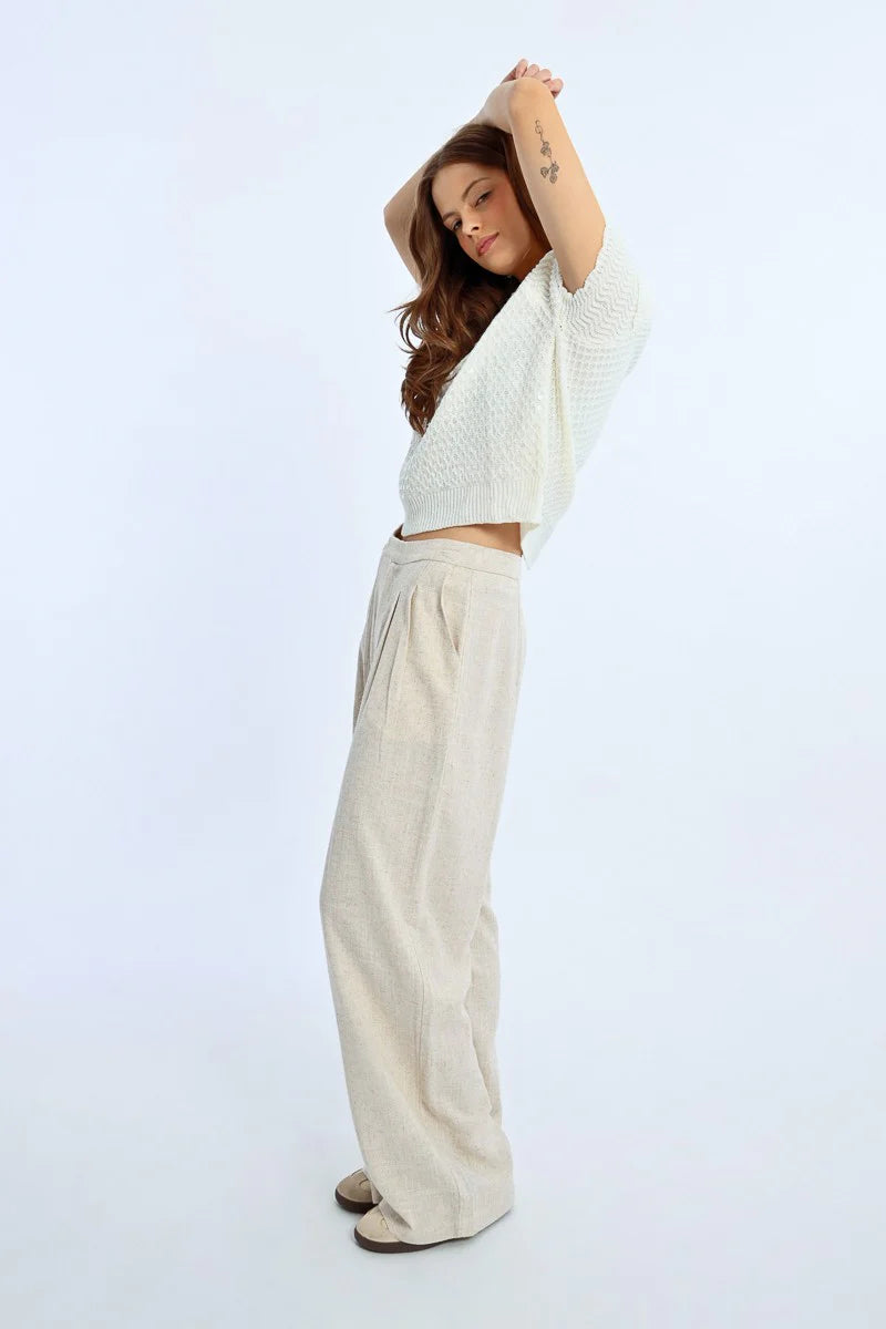 PLEATED LINEN PANTS