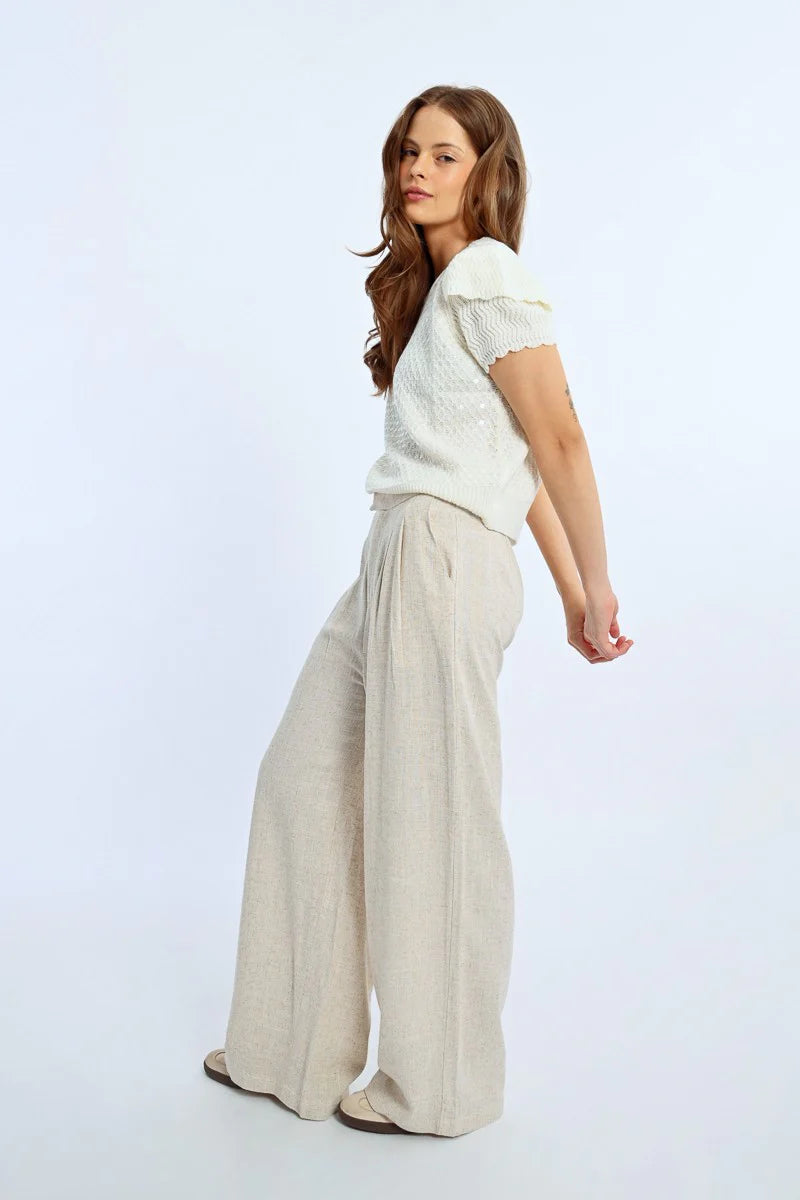 PLEATED LINEN PANTS