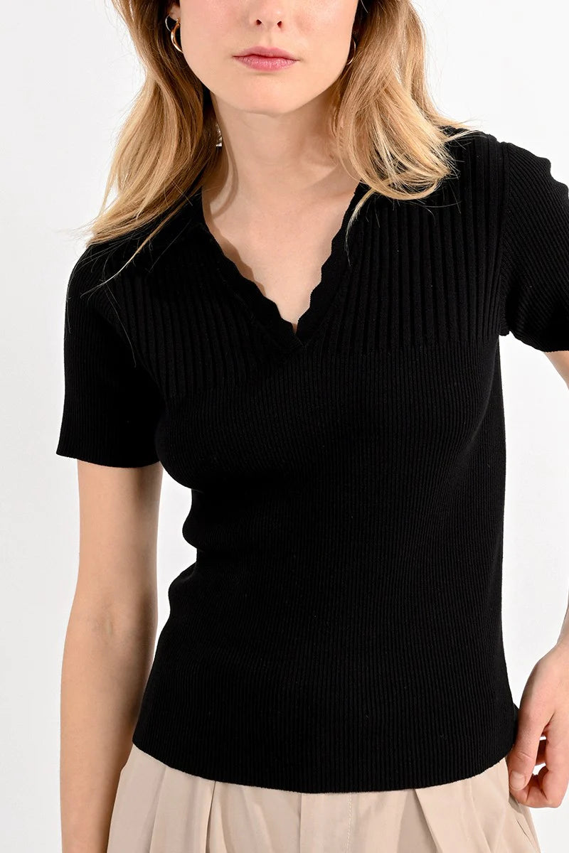 POLO SWEATER - BLACK