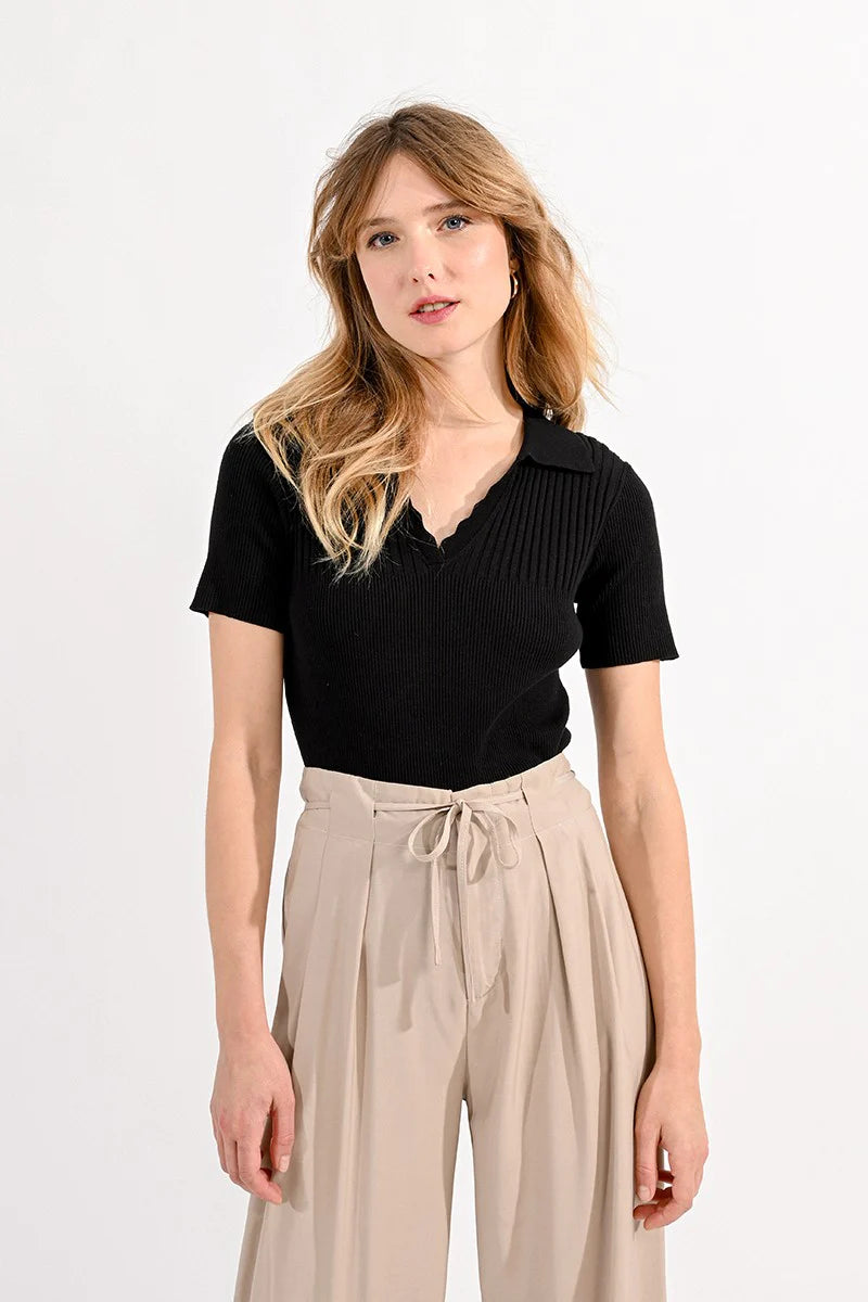 POLO SWEATER - BLACK