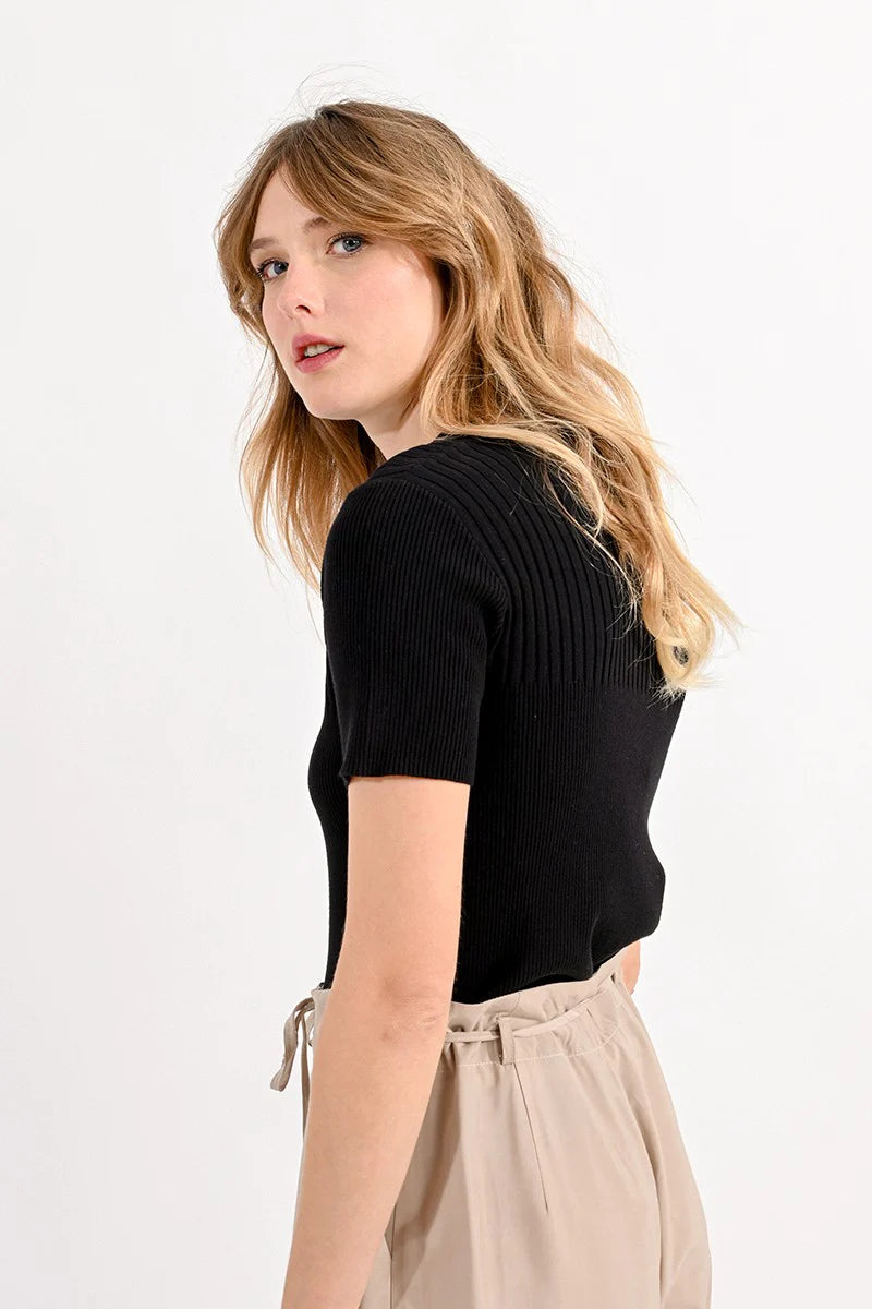 POLO SWEATER - BLACK