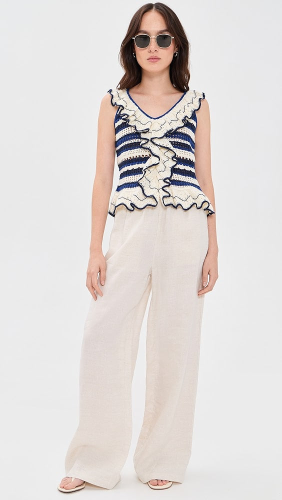 LUCI RUFFLE TANK - CRETE STRIPE