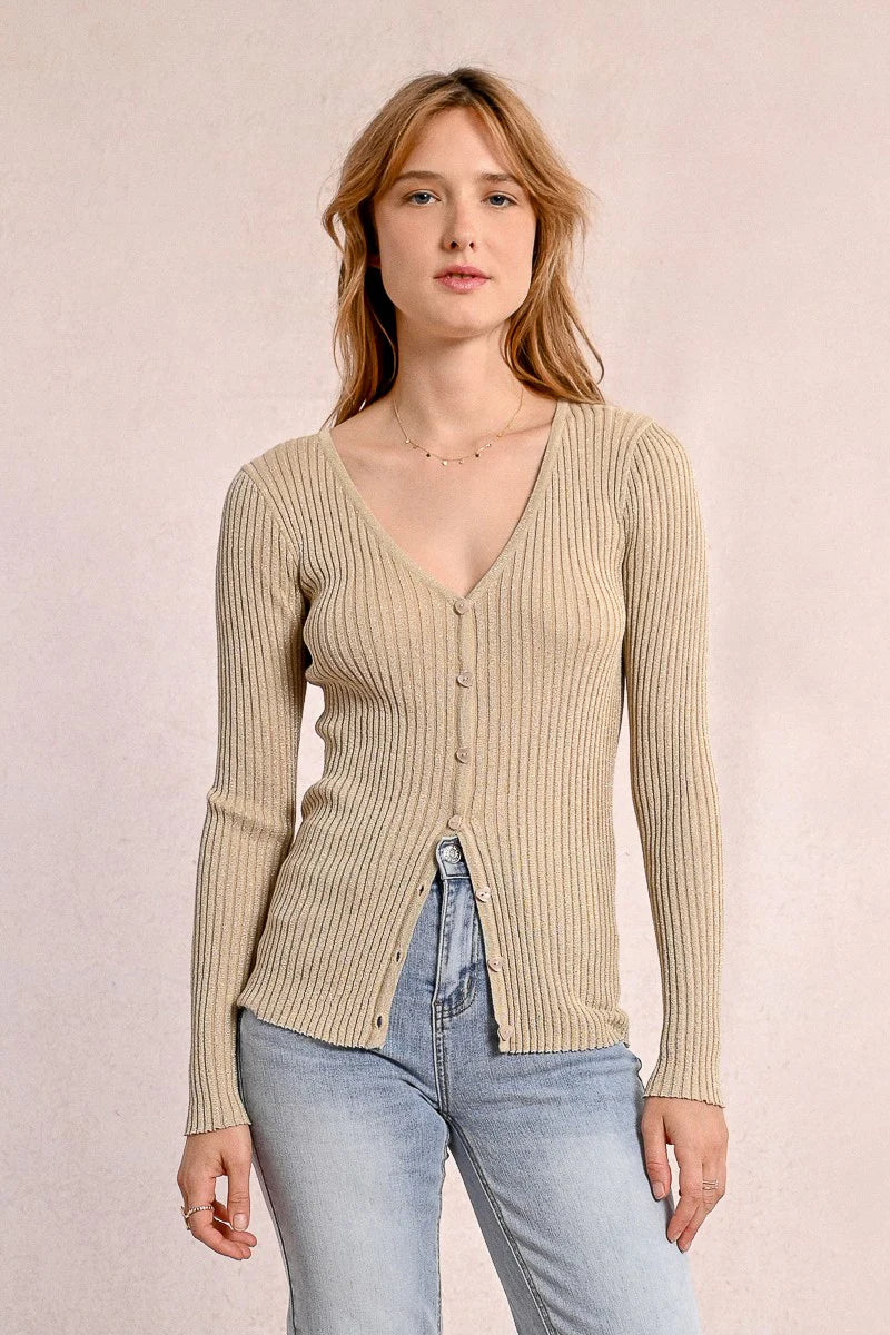 RIBBED KNIT CARDIGAN