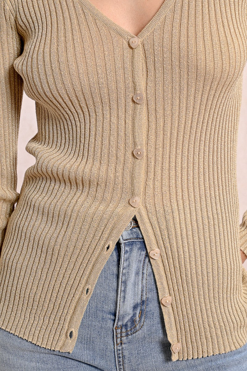 RIBBED KNIT CARDIGAN