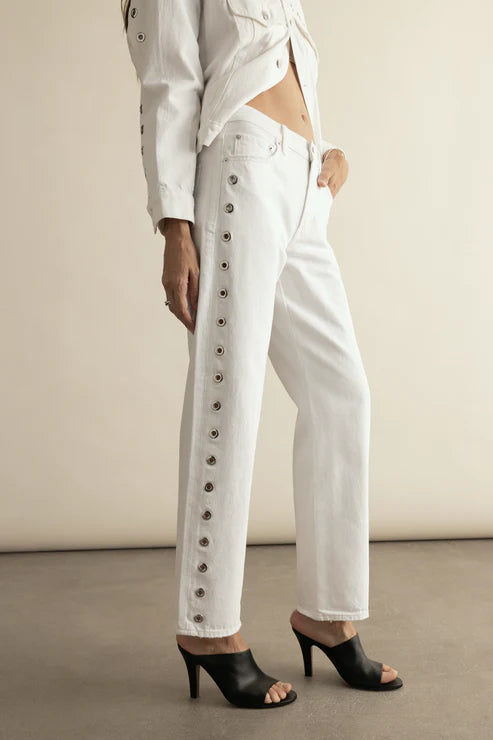 LEXI MID RISE BOWED STRAIGHT JEAN - VIVID WHITE
