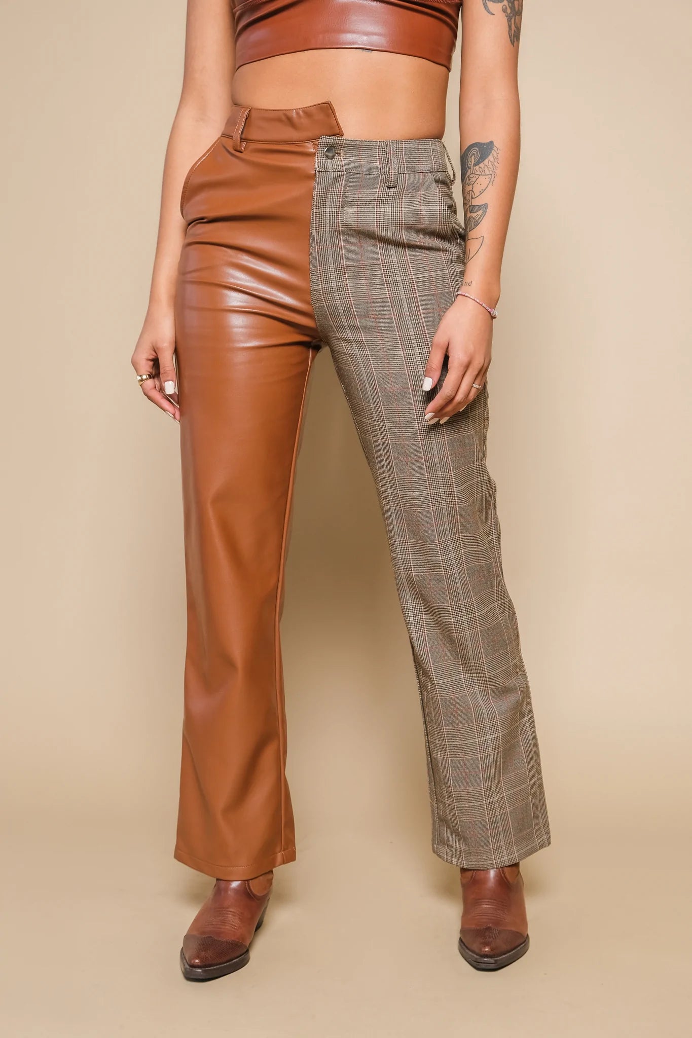 MACKENZIE PLAID PANT - CHICORY COFFEE