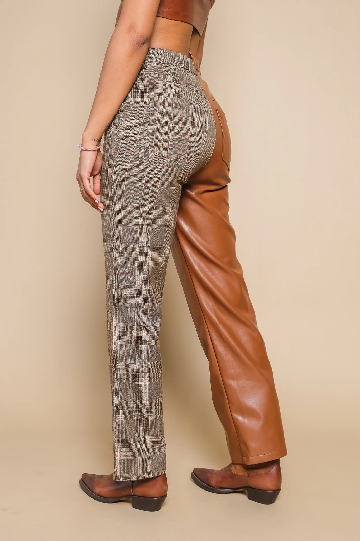 MACKENZIE PLAID PANT - CHICORY COFFEE