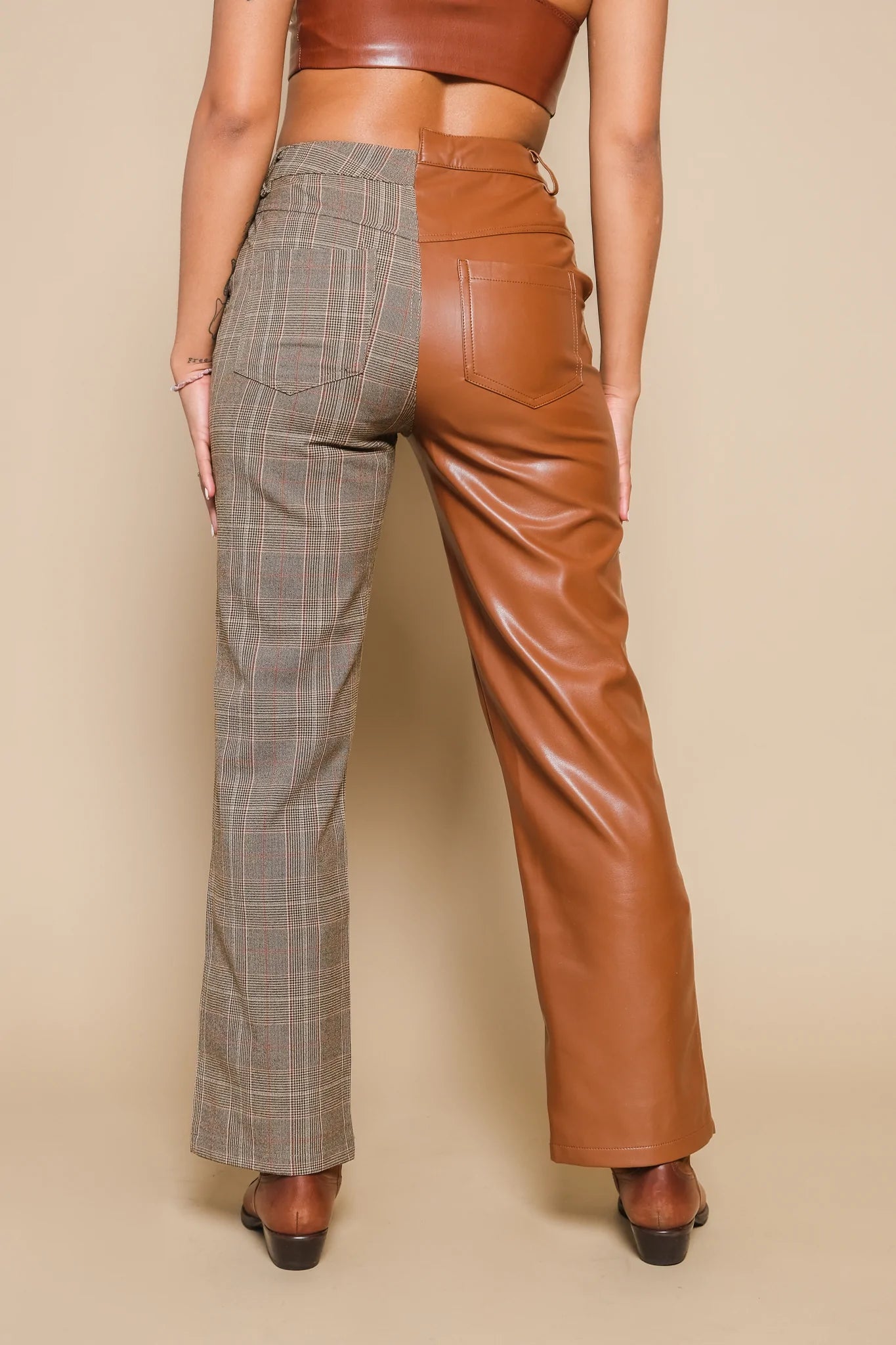 MACKENZIE PLAID PANT - CHICORY COFFEE