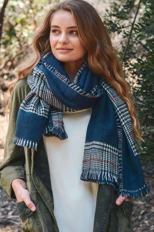 TARTAN PLAID SCARF - NAVY