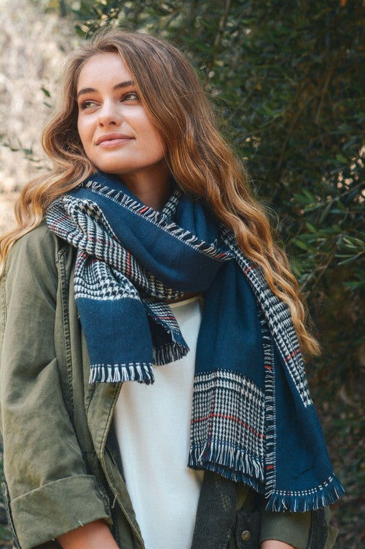 TARTAN PLAID SCARF - NAVY